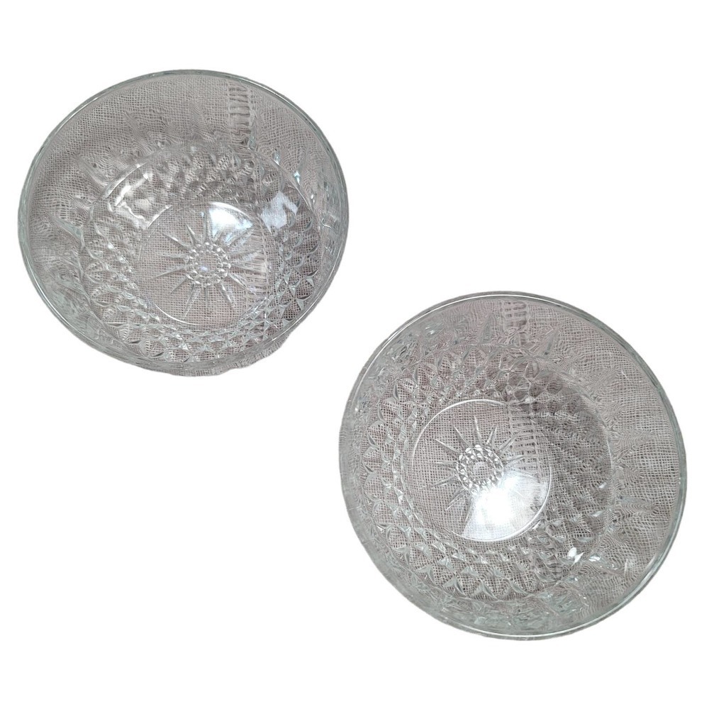 Vintage Arocoroc Dessert Bowls set of 2 Glass Starburst 4 inch France